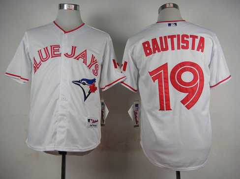 Men's Toronto Blue Jays #19 Jose Bautista 2015 Canada Day Home White MLB Majestic Jersey