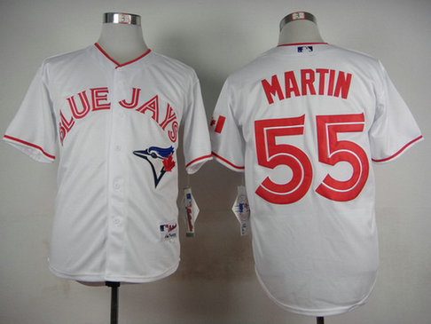 Men's Toronto Blue Jays #55 Russell Martin 2015 Canada Day Home White MLB Majestic Jersey