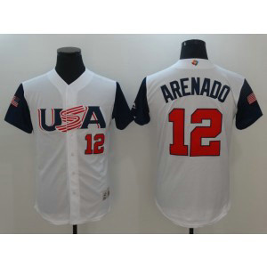 Men's USA Baseball 12 Nolan Arenado White 2017 World Baseball Classic Jersey Men's USA Baseball 12 Nolan Arenado White 2017 World Baseball Classic Jersey