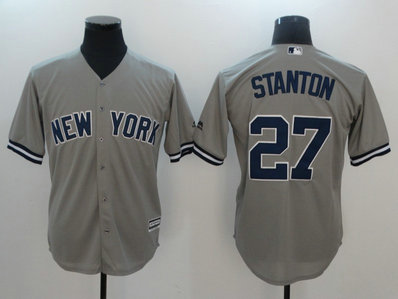 Men's Yankees 27 Giancarlo Stanton Gray Cool Base Jersey Men's Yankees 27 Giancarlo Stanton Gray Cool Base Jersey