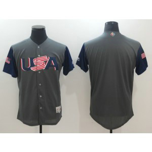 Men USA Baseball Majestic Gray 2017 World Baseball Classic Authentic Team Jersey
