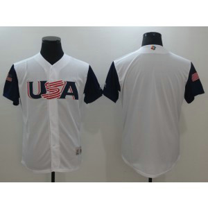 Men USA Baseball Majestic White 2017 World Baseball Classic Authentic Team Jersey
