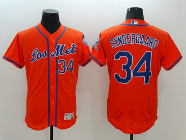 Mets 34 Noah Syndergaard Orange Latin Night Flexbase Jersey Mets 34 Noah Syndergaard Orange Latin Night Flexbase Jersey