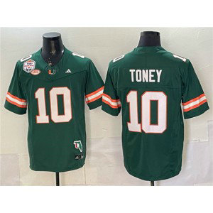 Miami Hurricanes 10 Malachi Toney Green The Fiesta Bowl Champions & Florida Patch F.U.S.E. Vapor Limited Men Jersey