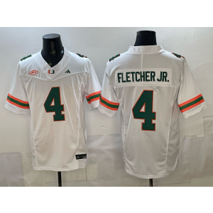 Miami Hurricanes 4 Fletcher JR White F.U.S.E. Vapor Limited Men Jersey