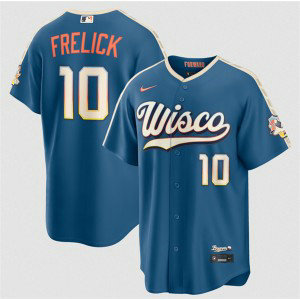 Milwaukee Brewers 10 Sal Frelick Mineral Blue 2026 City Connect Cool Base Men Jersey
