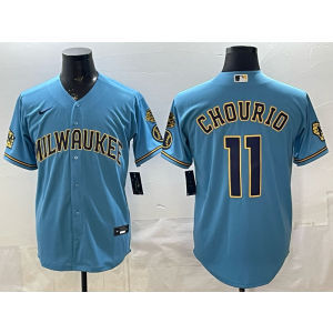 Milwaukee Brewers 11 Chourio Blue Cool Base Men Jersey