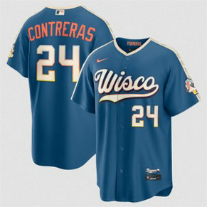 Milwaukee Brewers 24 William Contreras Mineral Blue 2026 City Connect Cool Base Men Jersey