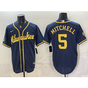 Milwaukee Brewers 5 Mitchell Navy Cool Base Men Jersey Milwaukee Brewers 5 Mitchell Navy Cool Base Men Jersey