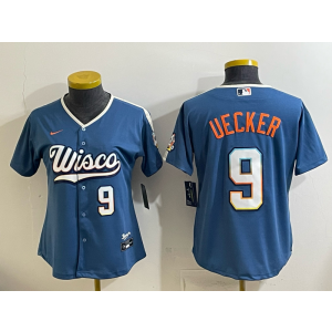Milwaukee Brewers 9 Uecker Blue 2026 City Connect Cool Base Women Jersey Milwaukee Brewers 9 Uecker Blue 2026 City Connect Cool Base Women Jersey