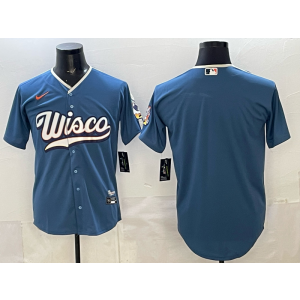 Milwaukee Brewers Blank Blue 2026 City Connect Cool Base Men Jersey Milwaukee Brewers Blank Blue 2026 City Connect Cool Base Men Jersey