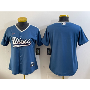 Milwaukee Brewers Blank Blue 2026 City Connect Cool Base Women Jersey Milwaukee Brewers Blank Blue 2026 City Connect Cool Base Women Jersey