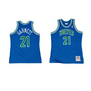 Minnesota Timberwolves 21 Kevin Garnett Blue Hardwood Classics Men Jersey