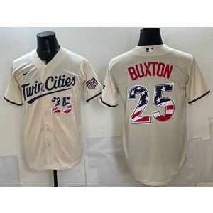 Minnesota Twins 25 Buxton Cream USA 250 Fourth of July Men Jersey