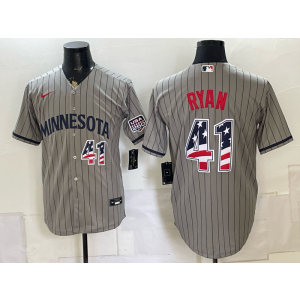 Minnesota Twins 41 Ryan Grey USA 250 Fourth of July Men Jersey
