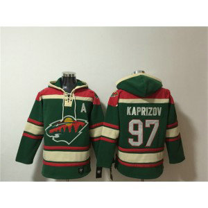 Minnesota Wild 97 Kirill Kaprizov Green Lace-Up Pullover Hoodie Minnesota Wild 97 Kirill Kaprizov Green Lace-Up Pullover Hoodie
