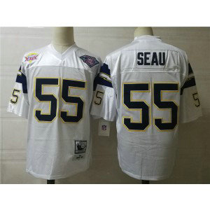 Mitchell and Ness NFL Chargers 55 Junior Seau White Throwback Jersey Mitchell and Ness NFL Chargers 55 Junior Seau White Throwback Jersey