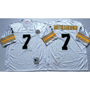 Mitchell and Ness NFL Steelers 7 Ben Roethlisberger White Throwback Jersey Mitchell and Ness NFL Steelers 7 Ben Roethlisberger White Throwback Jersey