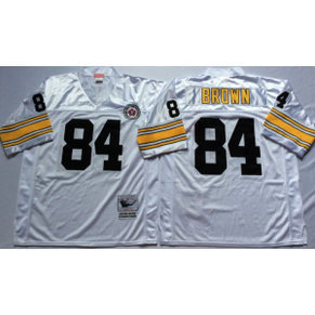 Mitchell and Ness NFL Steelers 84 Antonio Brown White Throwback Jersey
