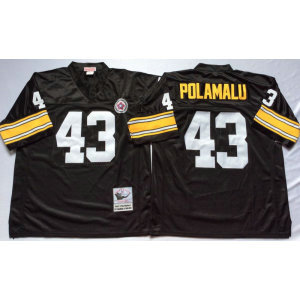 Mitchell and Ness Pittsburgh Steelers #43 Polamalu Throwback Black Jersey