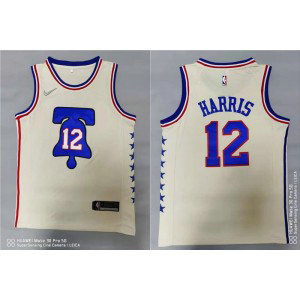 NBA 76ers 12 Tobias Harris 2021 Cream Men Jersey NBA 76ers 12 Tobias Harris 2021 Cream Men Jersey