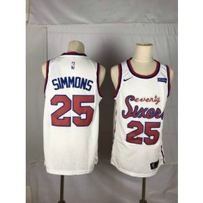 NBA 76ers 25 Ben simmons White Nike Throwback Number Men Jersey NBA 76ers 25 Ben simmons White Nike Throwback Number Men Jersey