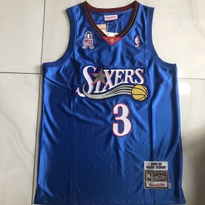 NBA 76ers 3 Allen Iverson Blue Hardwood Classics Men Jersey NBA 76ers 3 Allen Iverson Blue Hardwood Classics Men Jersey