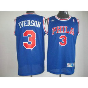 NBA 76ers 3 Allen Iverson Throwback Blue Men Jersey NBA 76ers 3 Allen Iverson Throwback Blue Men Jersey
