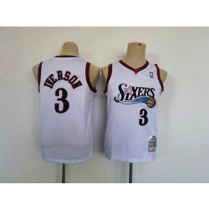 NBA 76ers 3 Allen Iverson White Throwback Youth Jersey NBA 76ers 3 Allen Iverson White Throwback Youth Jersey