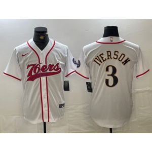 NBA 76ers 3 Allen Iverson White Vapor Baseball Limited Men Jersey NBA 76ers 3 Allen Iverson White Vapor Baseball Limited Men Jersey