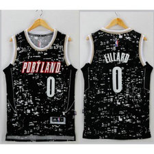 NBA Blazers 0 Damian Lillard Black City Light Men Jersey NBA Blazers 0 Damian Lillard Black City Light Men Jersey