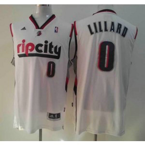 NBA Blazers 0 Damian Lillard White Throwback Men Jersey NBA Blazers 0 Damian Lillard White Throwback Men Jersey