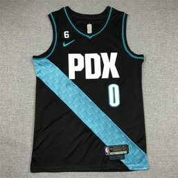 NBA Blazers 0 Lillard Black Nike Men Jersey
