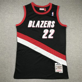 NBA Blazers 22 Clyde Drexler Black Hardwood Classics Men Jersey NBA Blazers 22 Clyde Drexler Black Hardwood Classics Men Jersey