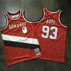 NBA Blazers 93 Bape Red 1983-84 Hardwood Classics Men Jersey NBA Blazers 93 Bape Red 1983-84 Hardwood Classics Men Jersey
