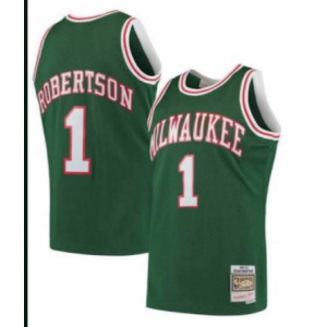 NBA Bucks 1 Robertson Green Throwback Men Jersey NBA Bucks 1 Robertson Green Throwback Men Jersey