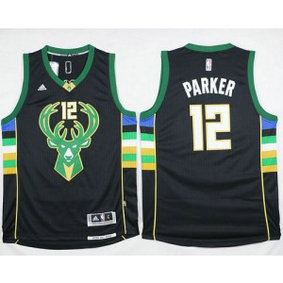 NBA Bucks 12 Jabari Parker Black Alternate Men Jersey NBA Bucks 12 Jabari Parker Black Alternate Men Jersey