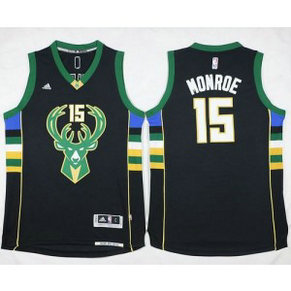 NBA Bucks 15 Greg Monroe Black Men Jersey NBA Bucks 15 Greg Monroe Black Men Jersey
