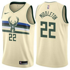 NBA Bucks 22 Khris Middleton Cream City Edition Nike Men Jersey NBA Bucks 22 Khris Middleton Cream City Edition Nike Men Jersey