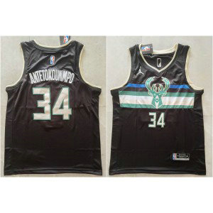 NBA Bucks 34 Giannis Antetokounmpo Black Jordan Men Jersey NBA Bucks 34 Giannis Antetokounmpo Black Jordan Men Jersey