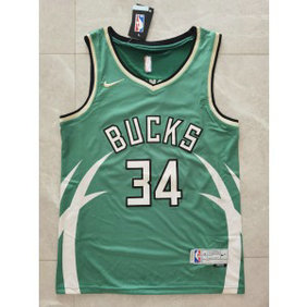 NBA Bucks 34 Giannis Antetokounmpo Green Earned Nike Men Jersey NBA Bucks 34 Giannis Antetokounmpo Green Earned Nike Men Jersey