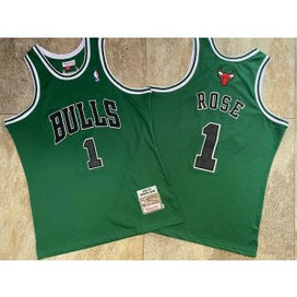 NBA Bulls 1 Derrick Rose Green 2008-09 Hardwood Classics Men Jersey