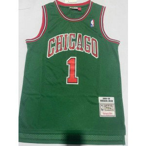 NBA Bulls 1 Rose Green Throwback Men Jersey