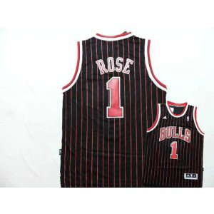 NBA Bulls 1 Rose Red Stripe Black New Revolution 30 Men Jersey