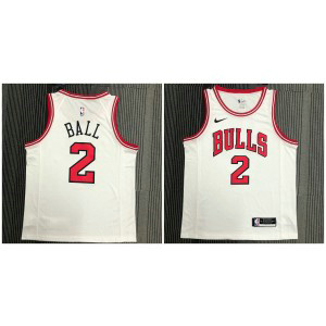 NBA Bulls 2 Ball White Nike Men Jersey