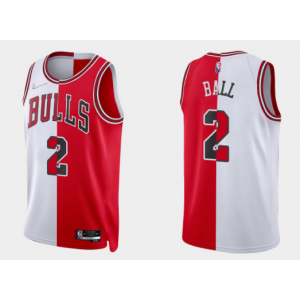 NBA Bulls 2 Lonzo Ball Red White Split Nike Men Jersey