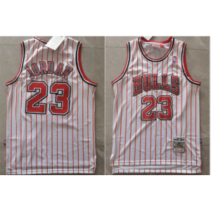 NBA Bulls 23 Jordan White Stripe Men Jersey