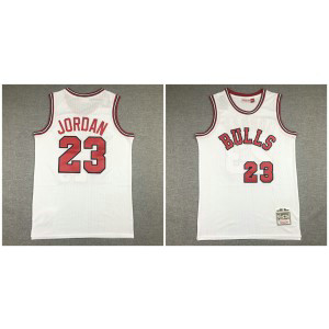 NBA Bulls 23 Jordan White Throwback Men Jersey
