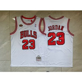 NBA Bulls 23 Jordan white 1998 Finals Men Jersey