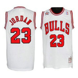 NBA Bulls 23 Michael Jordan 1998 White Mitchell and Ness Men Jersey